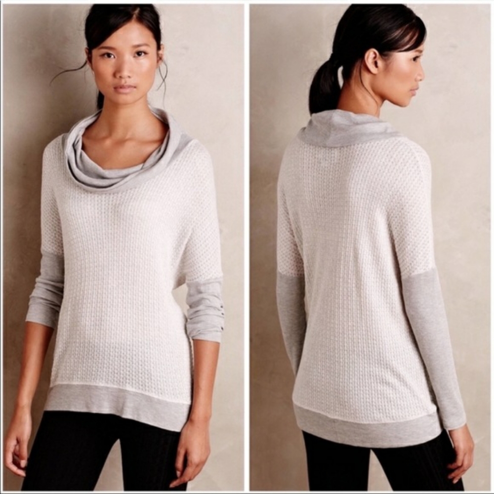 Anthro Saturday Sunday Waffle Knit Cowl Neck Top